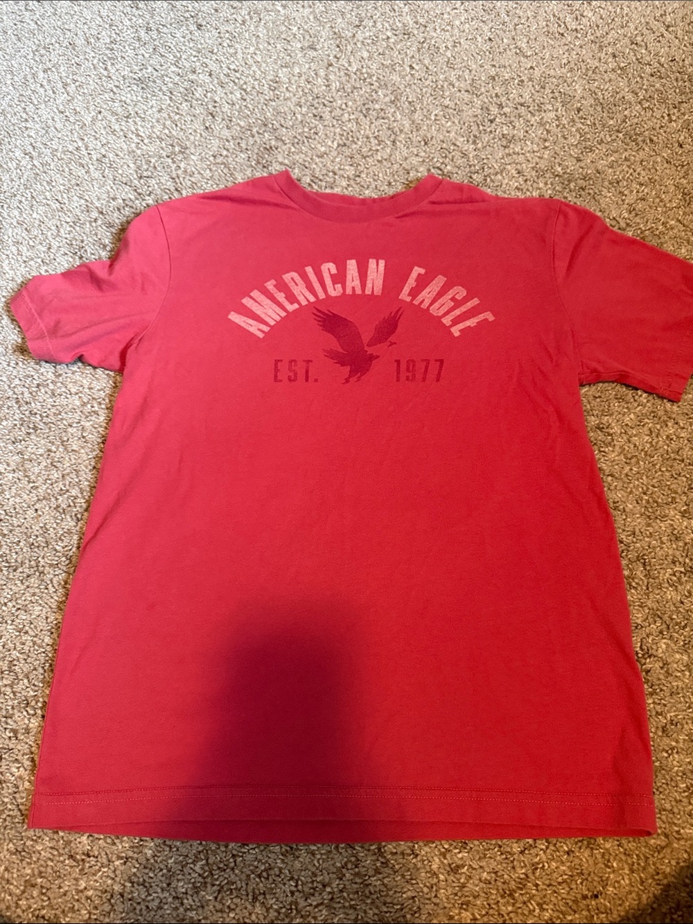 American Eagle Outfitters Red Crewneck Logo Tee